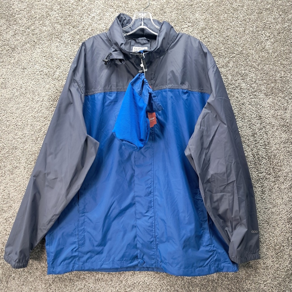 33,000ft‎ Mens Waterproof Rain Jacket Navy Grey Packable Hooded Shell NWT